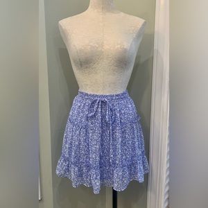 Powder Blue Ruffle Mini with small white flowers | Size Small